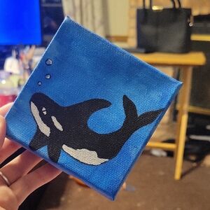 Hand-Painted Orca Canvas Art